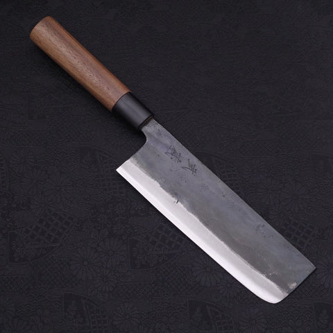 Nakiri White steel #2 Kurouchi Walnut Handle 165mm-White steel #2-Kurouchi-Japanese Handle-[Musashi]-[Japanese-Kitchen-Knives]