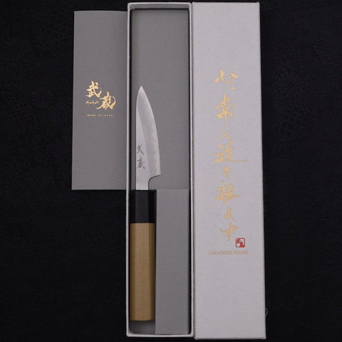 Paring White steel #1 Polished Buffalo Magnolia Handle 80mm-White steel #1-Polished-Japanese Handle-[Musashi]-[Japanese-Kitchen-Knives]