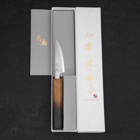 Paring White steel #1 Polished Yaki Urushi Handle 80mm-White steel #1-Polished-Japanese Handle-[Musashi]-[Japanese-Kitchen-Knives]