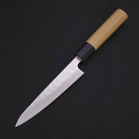 Petty AUS-10 Nashiji Damascus Buffalo Magnolia Handle 135mm-AUS-10-Damascus-Japanese Handle-[Musashi]-[Japanese-Kitchen-Knives]