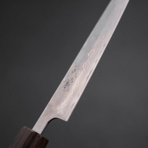 Petty AUS-10 Polished Nashiji Damascus Walnut Handle 135mm-AUS-10-Damascus-Japanese Handle-[Musashi]-[Japanese-Kitchen-Knives]