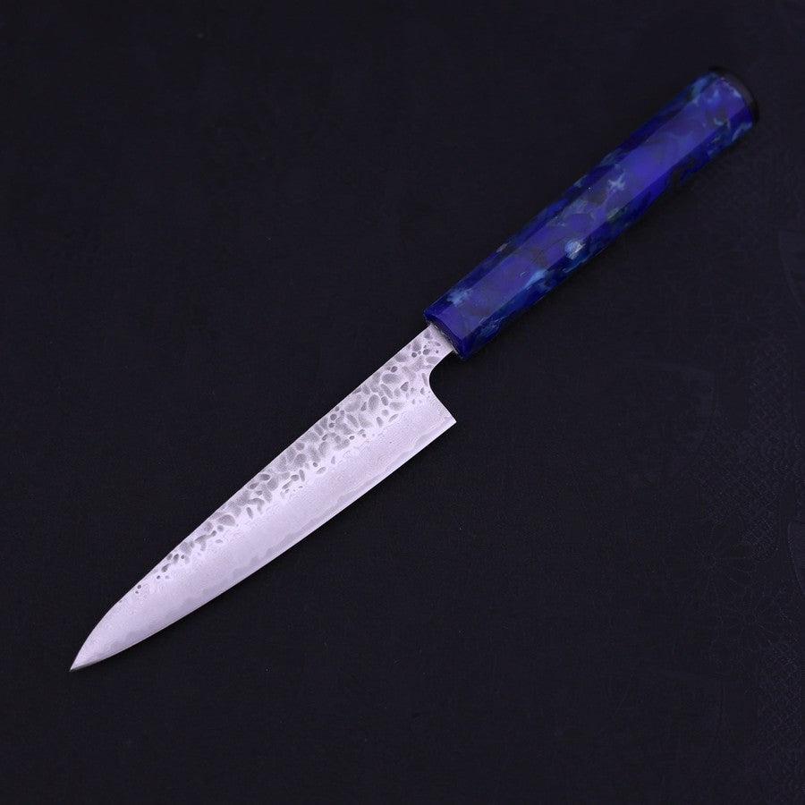 Petty AUS-10 Tsuchime Damascus Ocean Blue Handle 135mm-AUS-10-Damascus-Ocean Handle-[Musashi]-[Japanese-Kitchen-Knives]