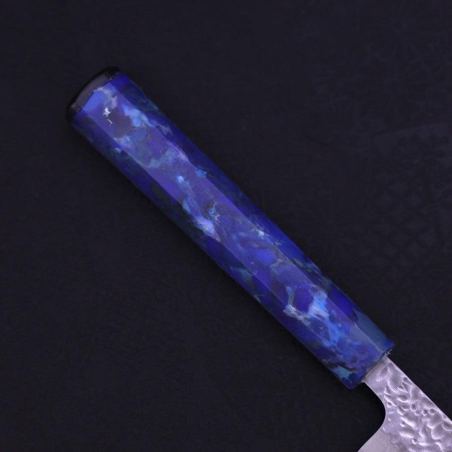 Petty AUS-10 Tsuchime Damascus Ocean Blue Handle 135mm-AUS-10-Damascus-Ocean Handle-[Musashi]-[Japanese-Kitchen-Knives]