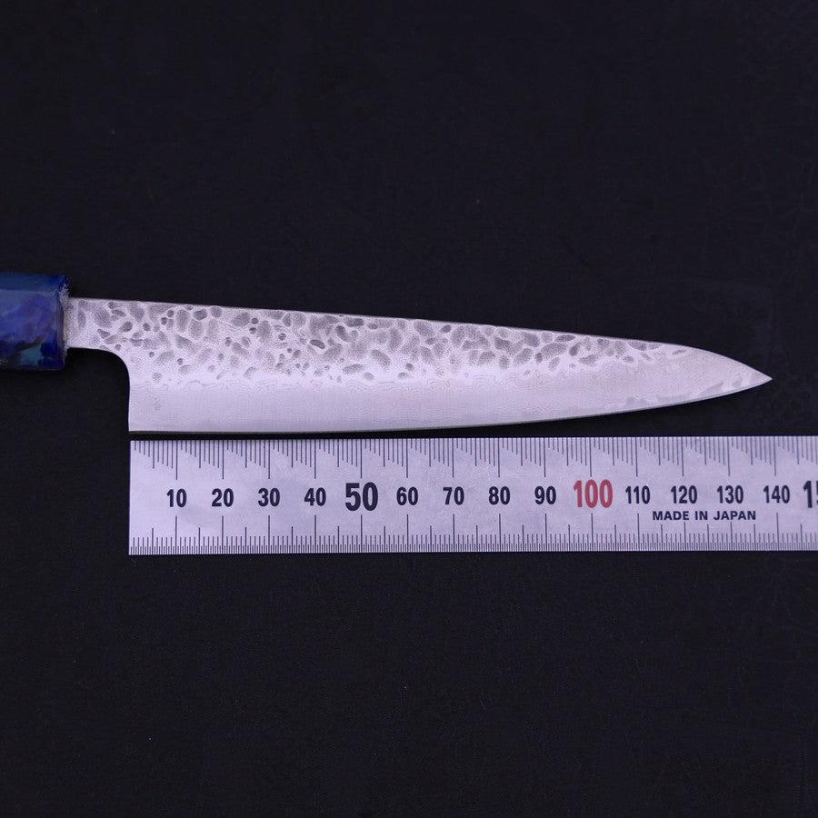 Petty AUS-10 Tsuchime Damascus Ocean Blue Handle 135mm-AUS-10-Damascus-Ocean Handle-[Musashi]-[Japanese-Kitchen-Knives]