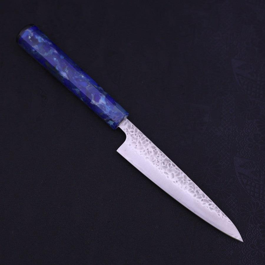 Petty AUS-10 Tsuchime Damascus Ocean Blue Handle 135mm-AUS-10-Damascus-Ocean Handle-[Musashi]-[Japanese-Kitchen-Knives]