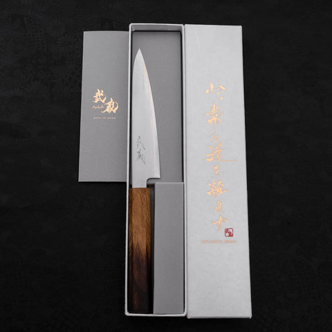 Petty Chromax Polished Yaki Urushi Handle 150mm-Polished-Chromax-Japanese Handle-[Musashi]-[Japanese-Kitchen-Knives]