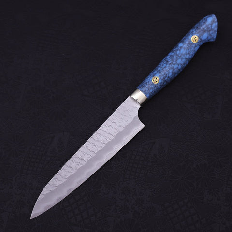 Petty SG-2 Tsuchime Turquoise Blue Handle 150mm-SG-2-Tsuchime-Western Handle-[Musashi]-[Japanese-Kitchen-Knives]