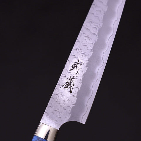 Petty SG-2 Tsuchime Turquoise Blue Handle 150mm-SG-2-Tsuchime-Western Handle-[Musashi]-[Japanese-Kitchen-Knives]