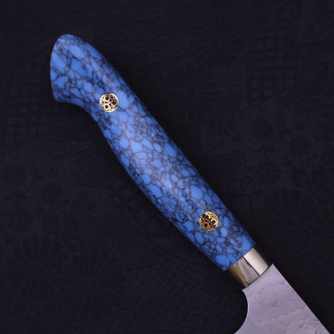 Petty SG-2 Tsuchime Turquoise Blue Handle 150mm-SG-2-Tsuchime-Western Handle-[Musashi]-[Japanese-Kitchen-Knives]