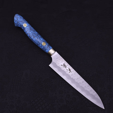 Petty SG-2 Tsuchime Turquoise Blue Handle 150mm-SG-2-Tsuchime-Western Handle-[Musashi]-[Japanese-Kitchen-Knives]