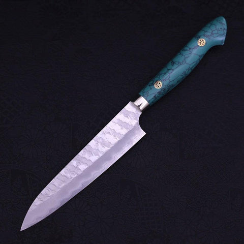 Petty SG-2 Tsuchime Turquoise Green Handle 150mm-SG-2-Tsuchime-Western Handle-[Musashi]-[Japanese-Kitchen-Knives]