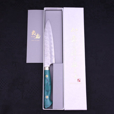 Petty SG-2 Tsuchime Turquoise Green Handle 150mm-SG-2-Tsuchime-Western Handle-[Musashi]-[Japanese-Kitchen-Knives]