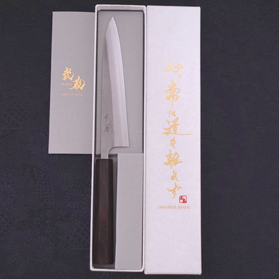 Petty SKD11 Nashiji Ebony Handle 150mm-SKD11-Nashiji-Japanese Handle-[Musashi]-[Japanese-Kitchen-Knives]