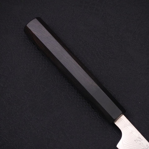 Petty SLD Wave Nickel Damascus Buffalo Ebony Handle 90mm-SLD-Damascus-Japanese Handle-[Musashi]-[Japanese-Kitchen-Knives]