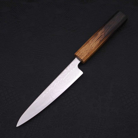 Petty SLD Wave Nickel Damascus Yaki Urushi Handle 135mm-SLD-Damascus-Japanese Handle-[Musashi]-[Japanese-Kitchen-Knives]