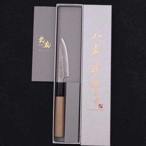 Petty Silver Steel #3 Nashiji Buffalo Magnolia Handle 80mm-Silver steel #3-Nashiji-Japanese Handle-[Musashi]-[Japanese-Kitchen-Knives]