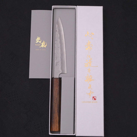 Petty Silver Steel #3 Nashiji Sumi Urushi Handle 135mm-Silver steel #3-Nashiji-Japanese Handle-[Musashi]-[Japanese-Kitchen-Knives]