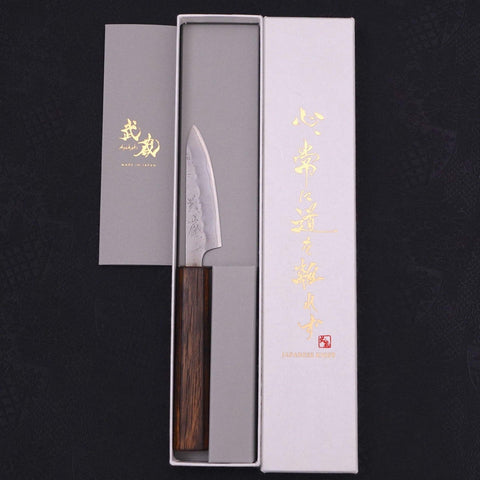 Petty Silver Steel #3 Nashiji Sumi Urushi Handle 80mm-Silver steel #3-Nashiji-Japanese Handle-[Musashi]-[Japanese-Kitchen-Knives]