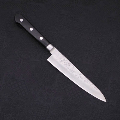 Petty Silver Steel #3 Nashiji Western Black Handle 135mm-Silver steel #3-Nashiji-Western Handle-[Musashi]-[Japanese-Kitchen-Knives]
