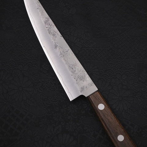 Petty Silver Steel #3 Nashiji Western Brown Handle 135mm-Silver steel #3-Nashiji-Western Handle-[Musashi]-[Japanese-Kitchen-Knives]