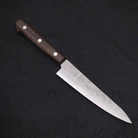 Petty Silver Steel #3 Nashiji Western Brown Handle 135mm-Silver steel #3-Nashiji-Western Handle-[Musashi]-[Japanese-Kitchen-Knives]