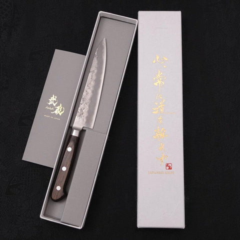 Petty Silver Steel #3 Nashiji Western Handle 135mm-Silver steel #3-Nashiji-Western Handle-[Musashi]-[Japanese-Kitchen-Knives]