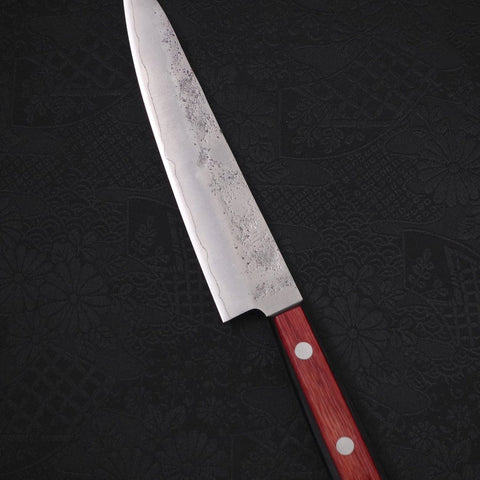 Petty Silver Steel #3 Nashiji Western Red Handle 135mm-Silver steel #3-Nashiji-Western Handle-[Musashi]-[Japanese-Kitchen-Knives]