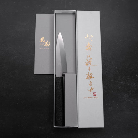 Petty Silver Steel #3 Polished Black Ishime Urushi Handle 110mm-Silver steel #3-Nashiji-Japanese Handle-[Musashi]-[Japanese-Kitchen-Knives]