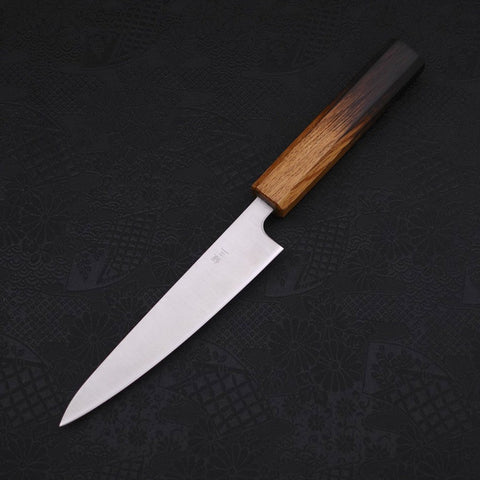 Petty Silver Steel #3 Polished Yaki Urushi Handle 135mm-Silver steel #3-Nashiji-Japanese Handle-[Musashi]-[Japanese-Kitchen-Knives]