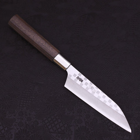 Petty Silver Steel #3 Walnut Ichimatsu Handle 135mm-Silver Steel #3-Japanese Handle-[Musashi]-[Japanese-Kitchen-Knives]