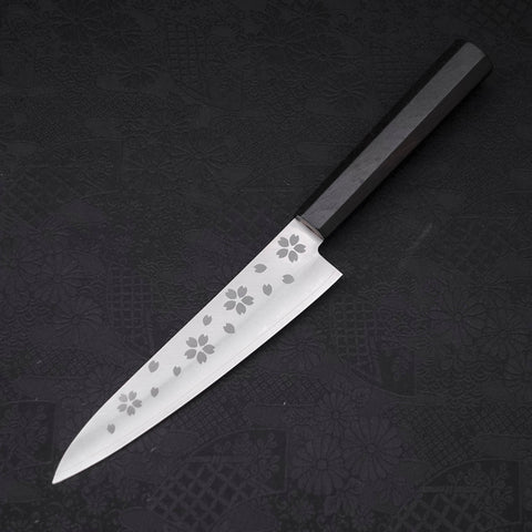 Petty VG-10 Polished Sakura Ebony Handle 150mm-VG-10-Polished-Japanese Handle-[Musashi]-[Japanese-Kitchen-Knives]