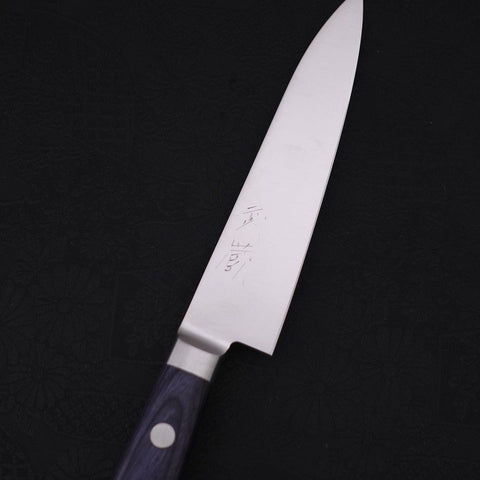 Petty knife AUS-8 Polished Western Blue Handle 120mm-AUS-8-Polished-Western Handle-[Musashi]-[Japanese-Kitchen-Knives]