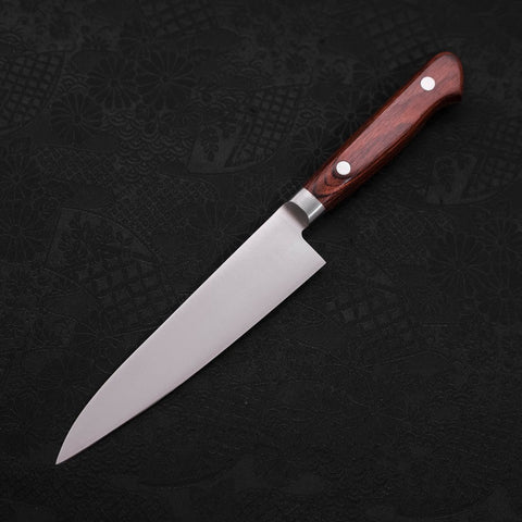 Petty knife AUS-8 Polished Western Brown Handle 130mm-AUS-8-Polished-Western Handle-[Musashi]-[Japanese-Kitchen-Knives]