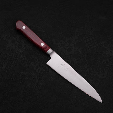 Petty knife AUS-8 Polished Western Red Handle 130mm-AUS-8-Polished-Western Handle-[Musashi]-[Japanese-Kitchen-Knives]