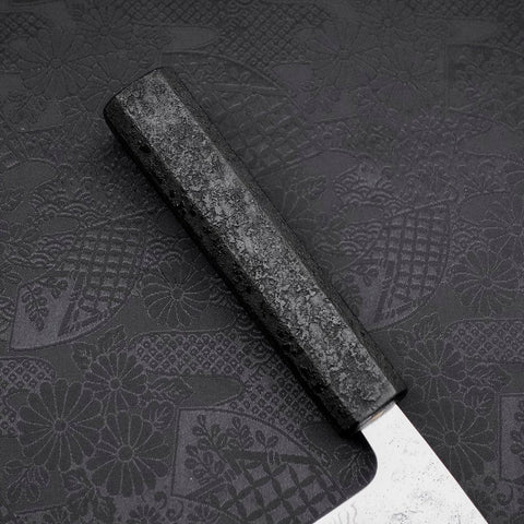 Santoku AUS-10 Nashiji Damascus Balck Ishime Urushi Handle 165mm-AUS-10-Damascus-Japanese Handle-[Musashi]-[Japanese-Kitchen-Knives]