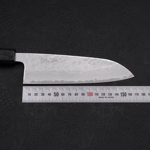 Santoku AUS-10 Nashiji Damascus Balck Ishime Urushi Handle 165mm-AUS-10-Damascus-Japanese Handle-[Musashi]-[Japanese-Kitchen-Knives]