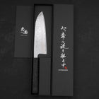 Santoku AUS-10 Nashiji Damascus Balck Ishime Urushi Handle 165mm-AUS-10-Damascus-Japanese Handle-[Musashi]-[Japanese-Kitchen-Knives]