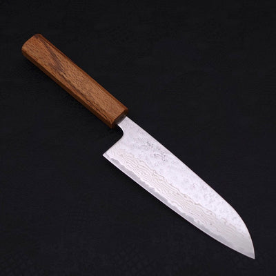 Santoku AUS-10 Nashiji Damascus Oak Handle 165mm-AUS-10-Damascus-Japanese Handle-[Musashi]-[Japanese-Kitchen-Knives]