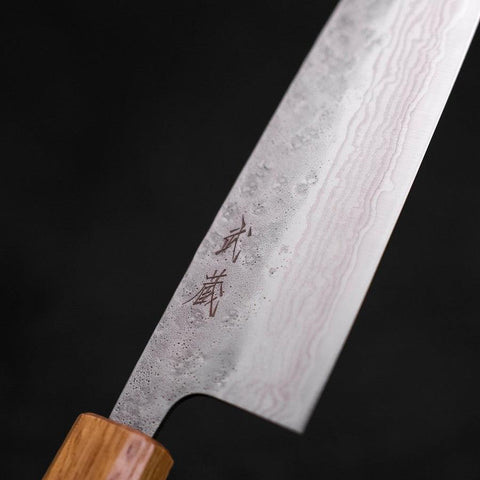 Santoku AUS-10 Nashiji Damascus Yaki Urushi Handle 165mm-AUS-10-Damascus-Japanese Handle-[Musashi]-[Japanese-Kitchen-Knives]