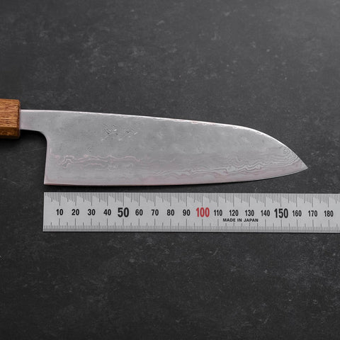 Santoku AUS-10 Polished Nashiji Damascus Yaki Urushi Handle 165mm-AUS-10-Damascus-Japanese Handle-[Musashi]-[Japanese-Kitchen-Knives]