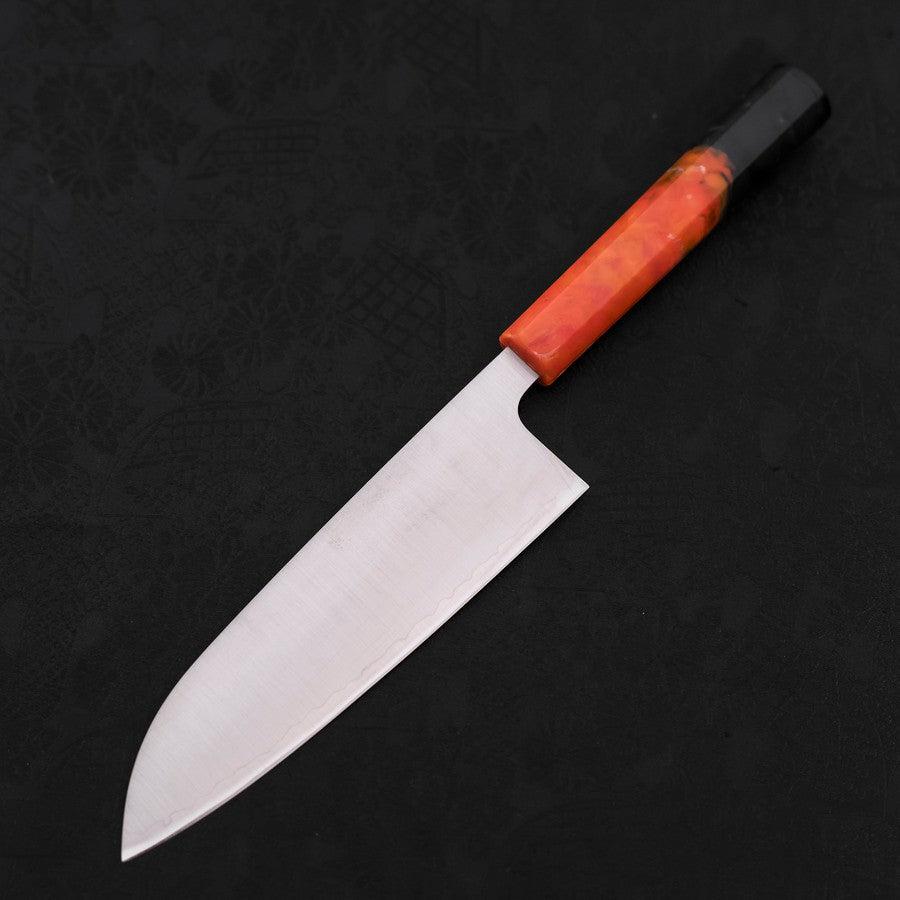 Santoku AUS-10 Polished Ocean Orange&Black Handle 165mm-AUS-10-Polished-Japanese Handle-[Musashi]-[Japanese-Kitchen-Knives]