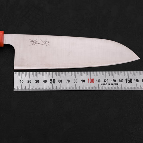 Santoku AUS-10 Polished Ocean Orange&Black Handle 165mm-[Musashi]-[Japanese-Kitchen-Knives]