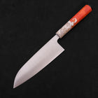 Santoku AUS-10 Polished Ocean Orange&White Handle 165mm-AUS-10-Polished-Japanese Handle-[Musashi]-[Japanese-Kitchen-Knives]