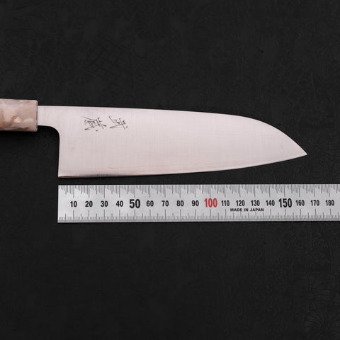 Santoku AUS-10 Polished Ocean Orange&White Handle 165mm-AUS-10-Polished-Japanese Handle-[Musashi]-[Japanese-Kitchen-Knives]