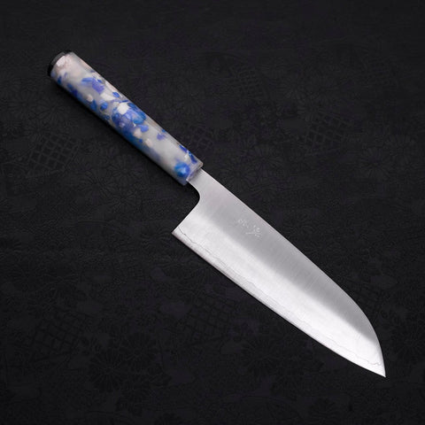 Santoku AUS-10 Polished Ocean White Mix Handle 165mm-AUS-10-Polished-Japanese Handle-[Musashi]-[Japanese-Kitchen-Knives]