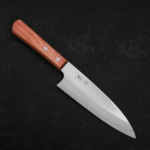 Santoku AUS-10 Polished Western Brown Handle 170mm-[Musashi]-[Japanese-Kitchen-Knives]