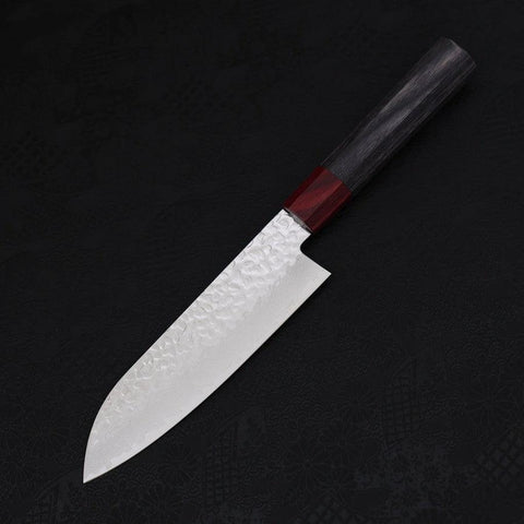 Santoku AUS-10 Tsuchime Damascus Cherry Handle 170mm-AUS-10-Damascus-Japanese Handle-[Musashi]-[Japanese-Kitchen-Knives]