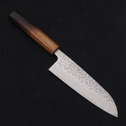 Santoku AUS-10 Tsuchime Damascus Yaki Urushi Handle 165mm-AUS-10-Damascus-Japanese Handle-[Musashi]-[Japanese-Kitchen-Knives]