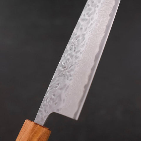 Santoku AUS-10 Tsuchime Damascus Zelkova Magnolia Handle 165mm-[Musashi]-[Japanese-Kitchen-Knives]