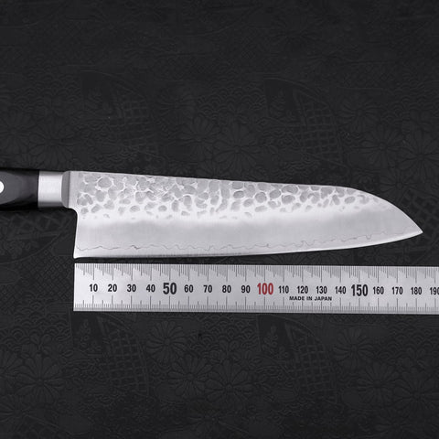 Santoku AUS-10 Tsuchime Western Black Handle 180mm-AUS-10-Tsuchime-Western Handle-[Musashi]-[Japanese-Kitchen-Knives]